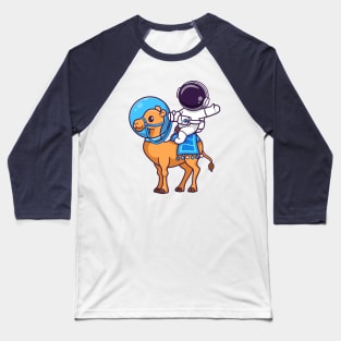 Cute Astronaut Riding Astronaut Camel Cartoon Baseball T-Shirt